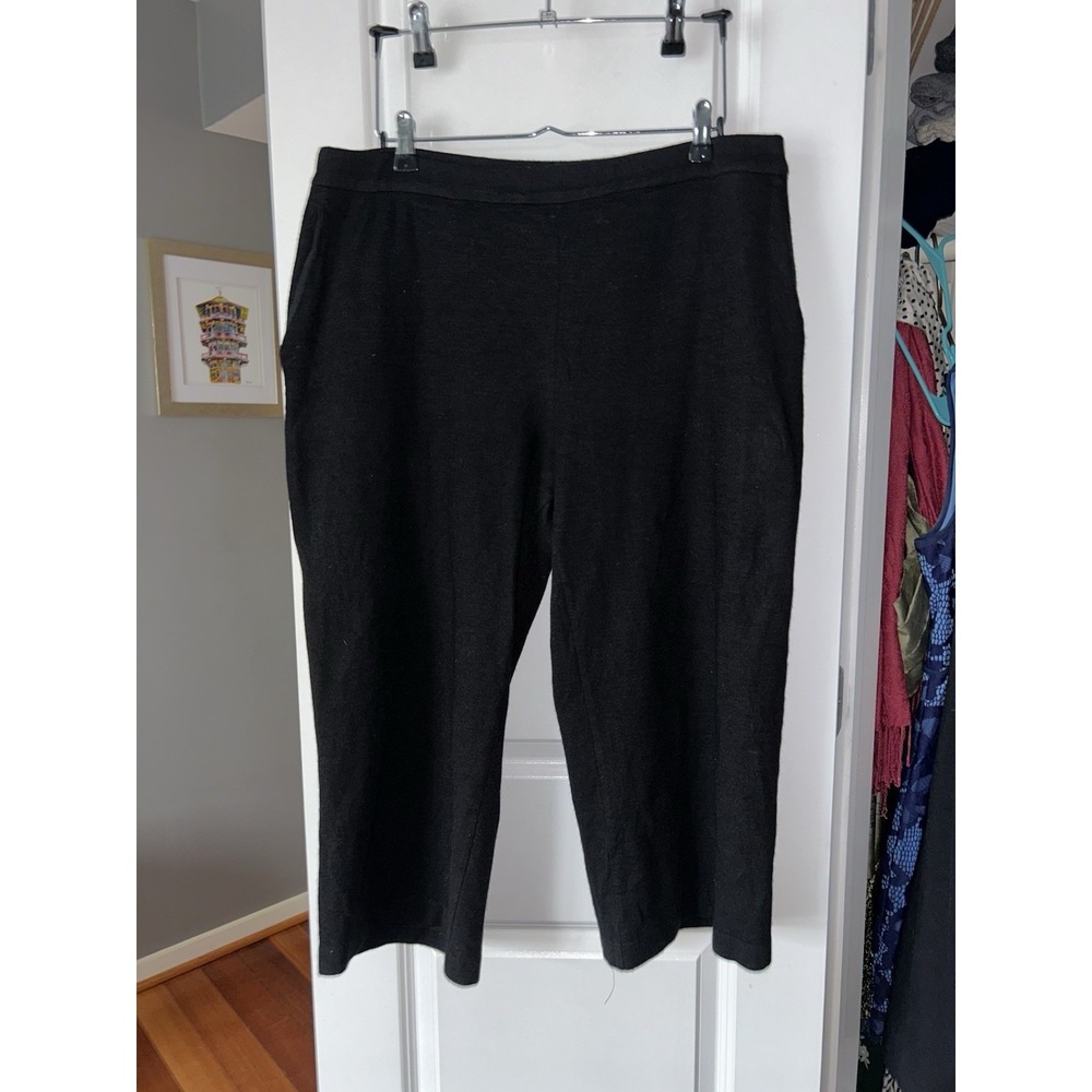 COS Women's Wide Leg Wool Blend Cropped Pants Size Large Pull-On Trousers